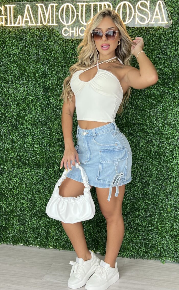 cropped poliamida dienifer off white cropped poliamida dienifer off white