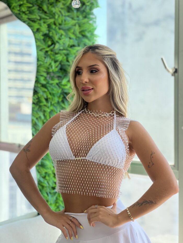 cropped telinha strass rihanna branco cropped telinha strass rihanna branco