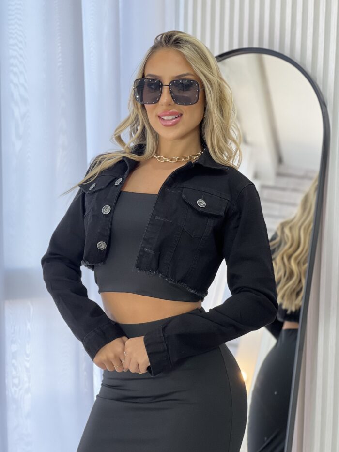 jaqueta cropped jeans lorena black