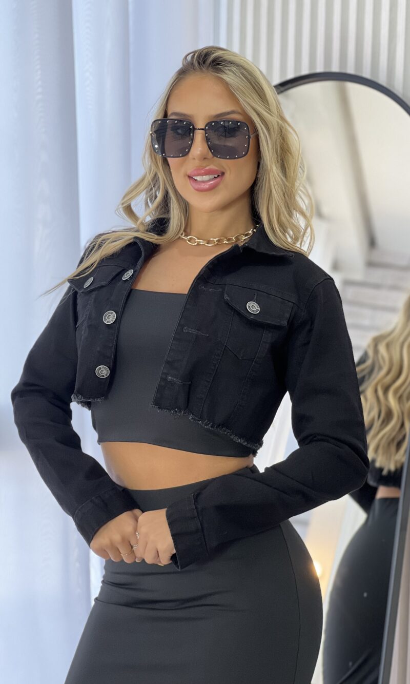 jaqueta cropped jeans lorena black