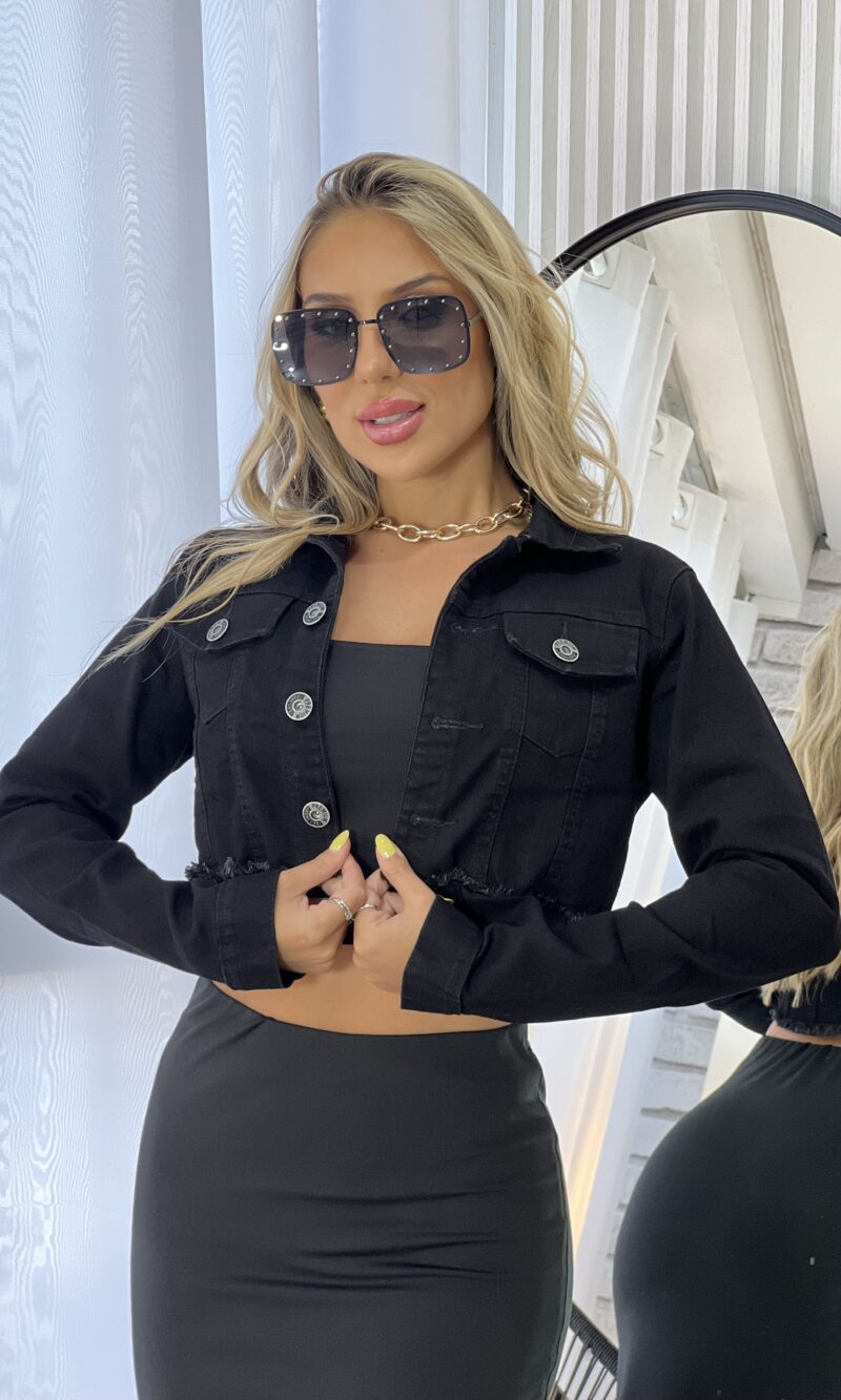 jaqueta cropped jeans lorena black