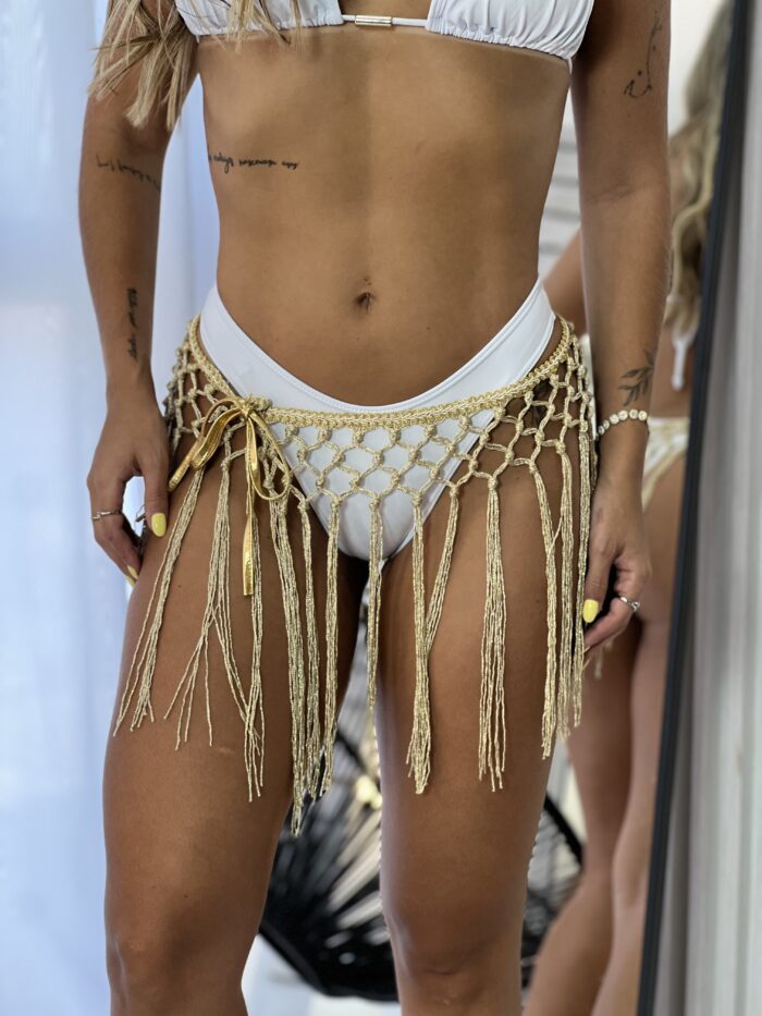 saia rede franja zaia dourado saia rede franja zaia dourado