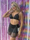 saia com short tule brilho estrela preto