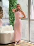 vestido midi modal lana rosa