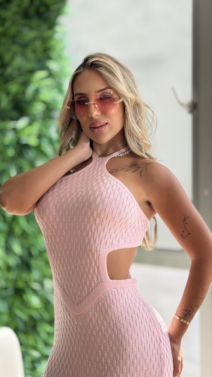 vestido midi modal lana rosa vestido midi modal lana rosa