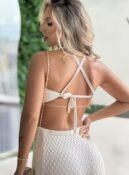 vestido midi modal lana branco