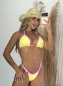biquini melani amarelo com rosa