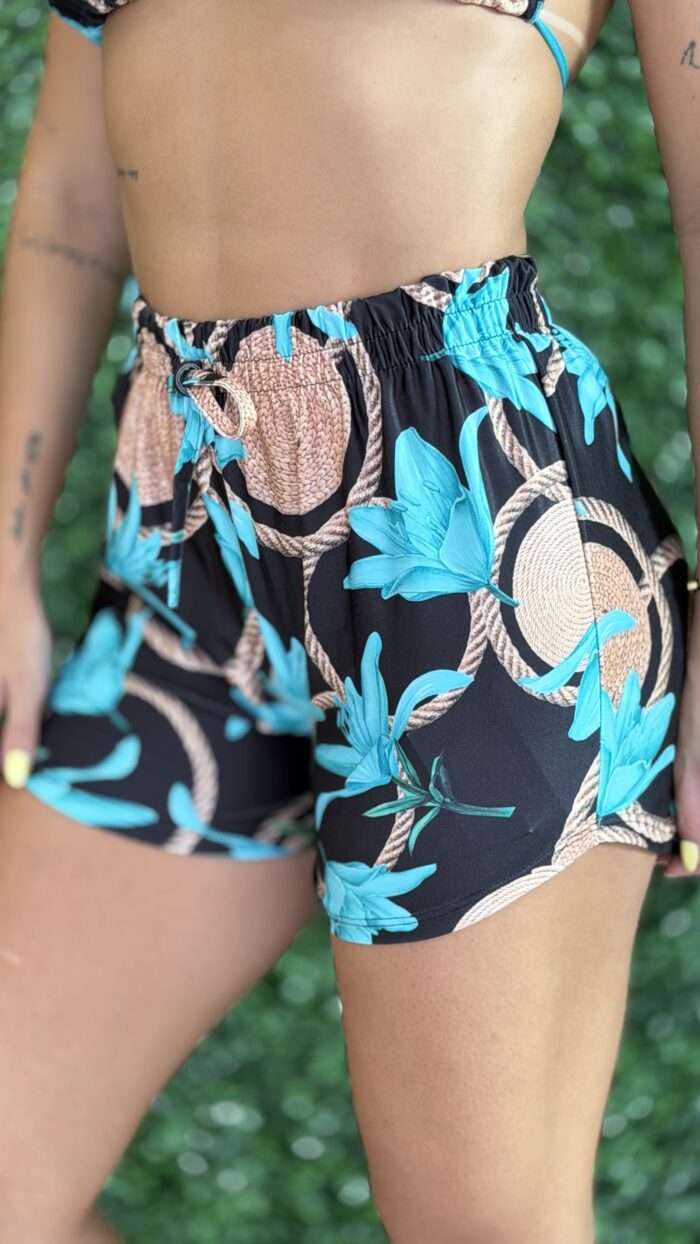 short estampado preto verde short estampado preto verde