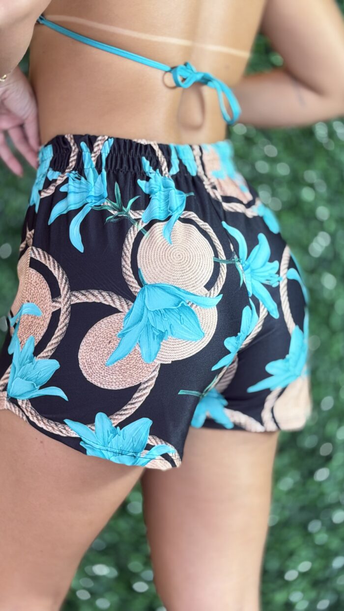 short estampado preto verde short estampado preto verde