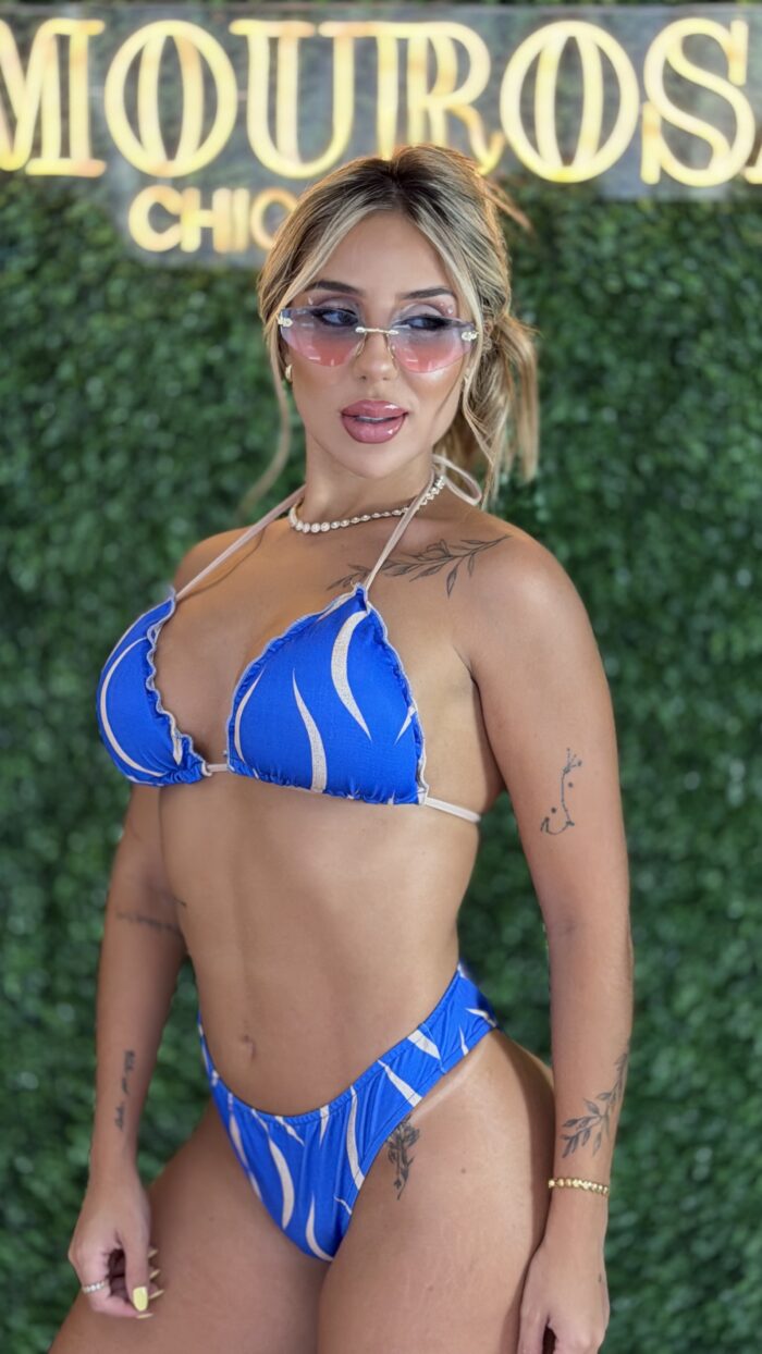 biquini estampado azul bege