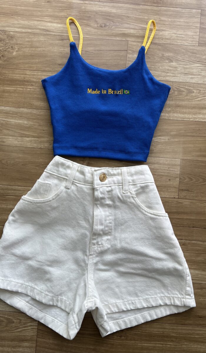 cropped made in brasil azul cropped made in brasil azul