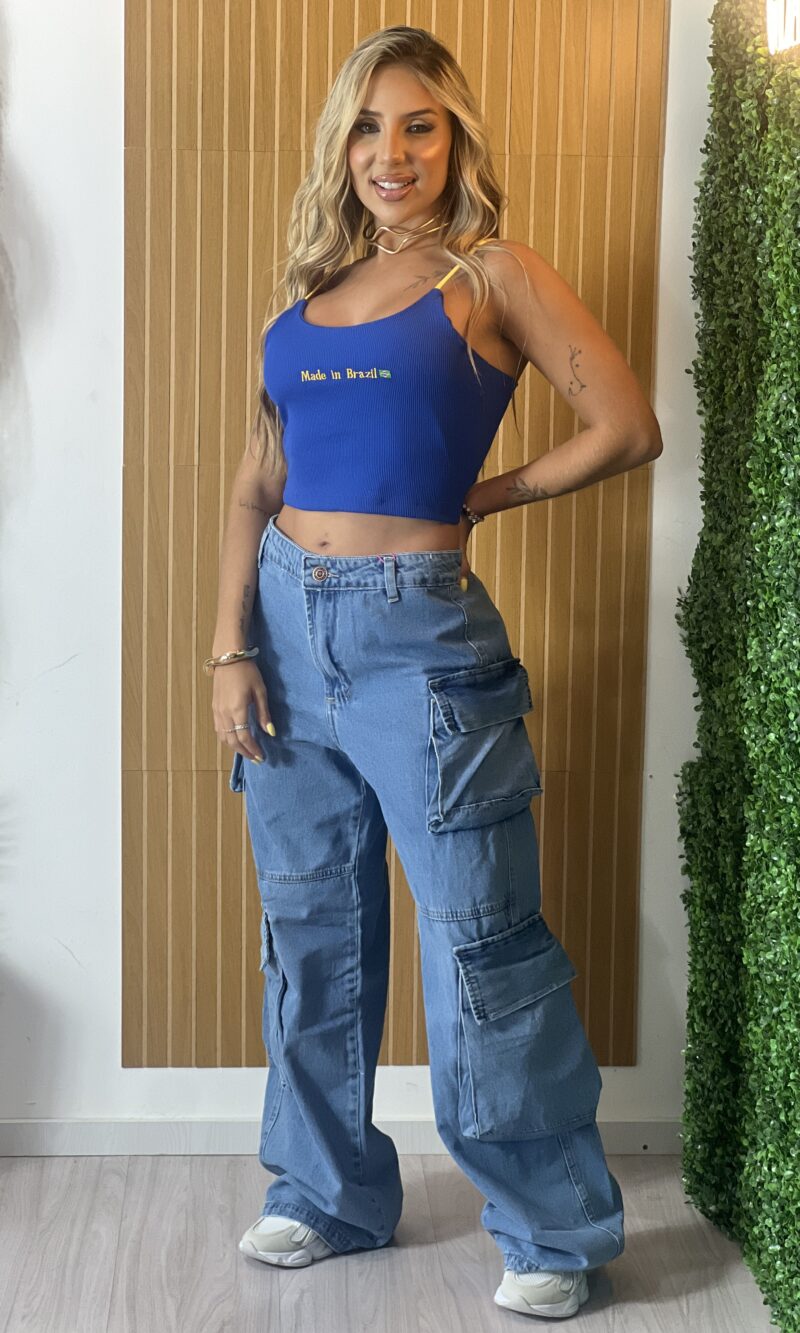 cropped made in brasil azul cropped made in brasil azul