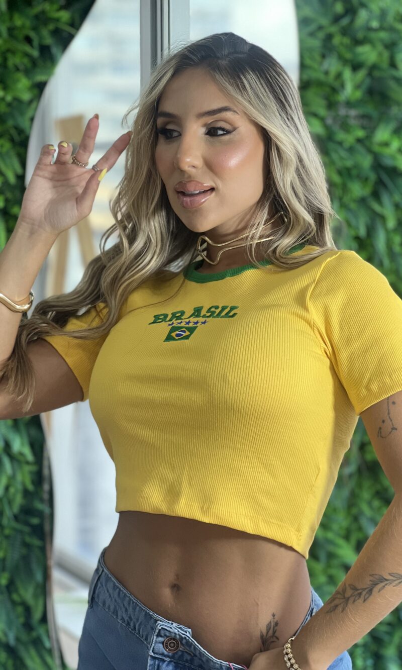 cropped baby brasil amarelo