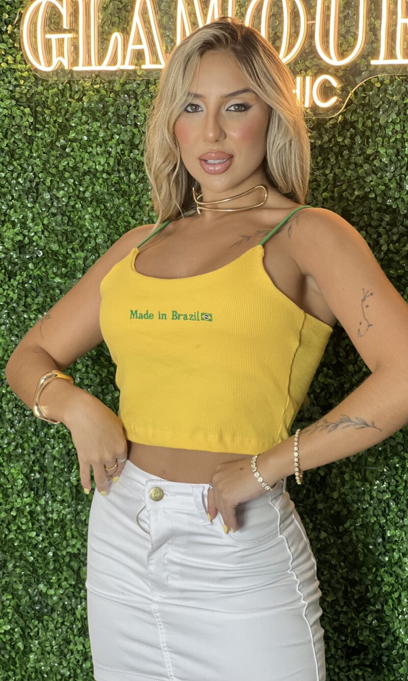 cropped made in brasil amarelo cropped made in brasil amarelo