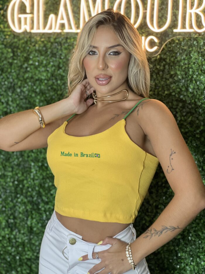 cropped made in brasil amarelo