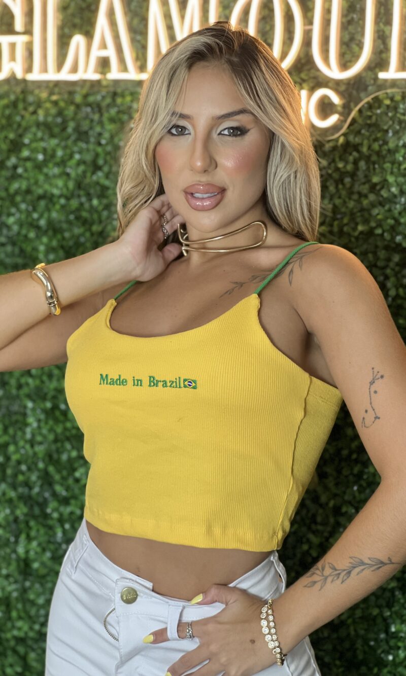 cropped made in brasil amarelo