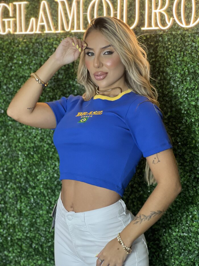 cropped baby brasil azul