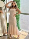 vestido midi milena bege