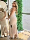 vestido midi milena bege