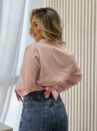 camisa cropped listrado rosa branco