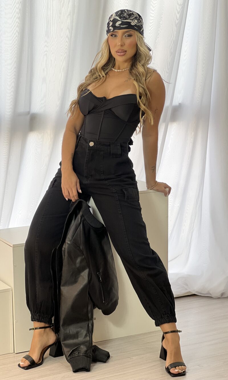 calca jeans jogger valen preto