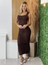 vestido midi sara marrom