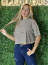 cropped listrado marrom