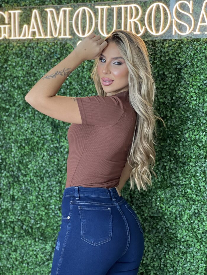 blusa canelada melissa marrom blusa canelada melissa marrom