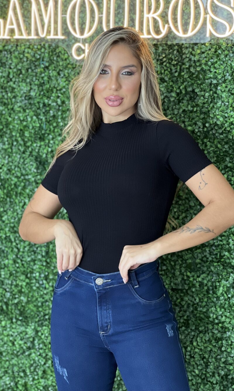 blusa canelada melissa preto