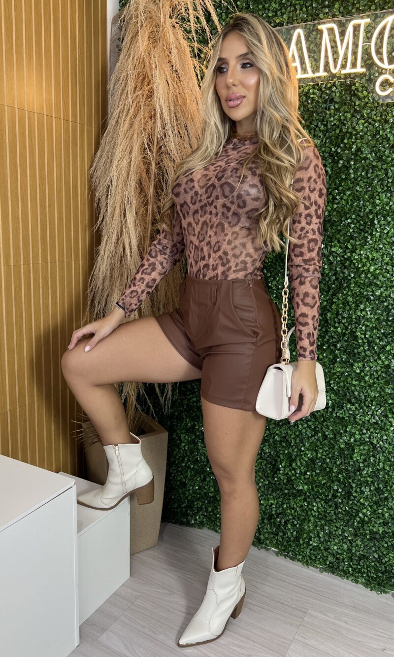 body tule estampado marrom bege body tule estampado marrom bege