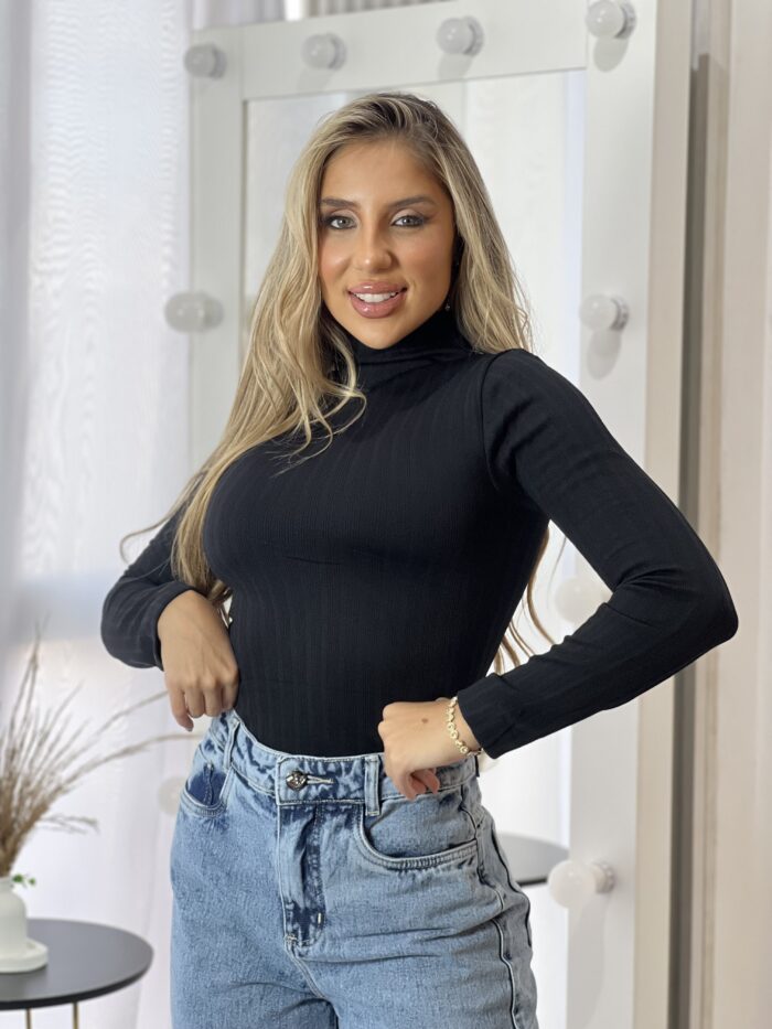 blusa termica canelada gola preto blusa termica canelada gola preto