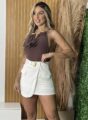 saia com short e cinto alfaiataria off white