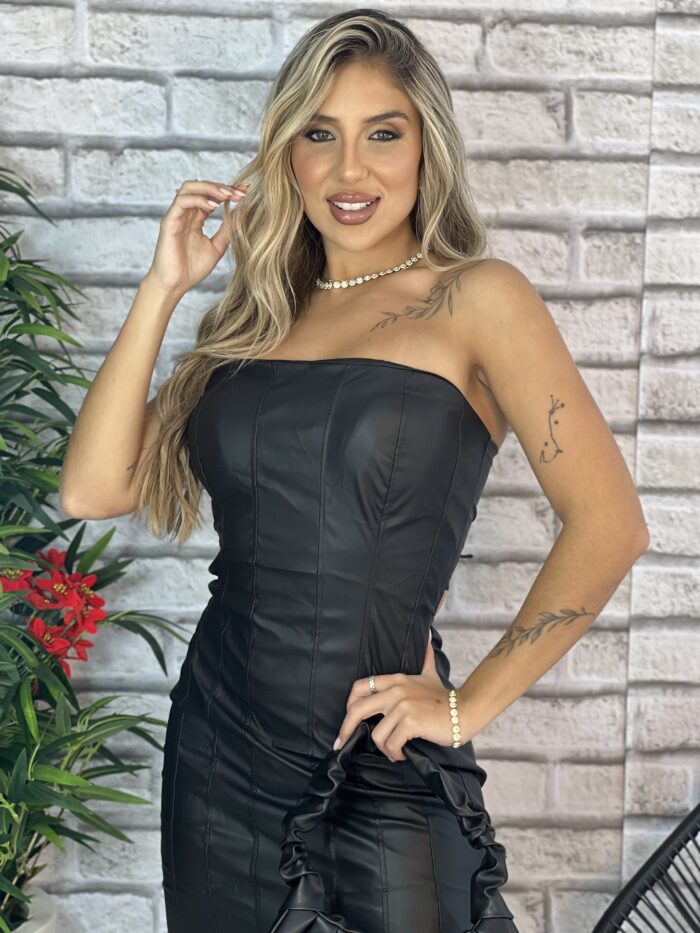 vestido courino kyara preto vestido courino kyara preto