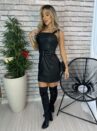 vestido courino aline preto
