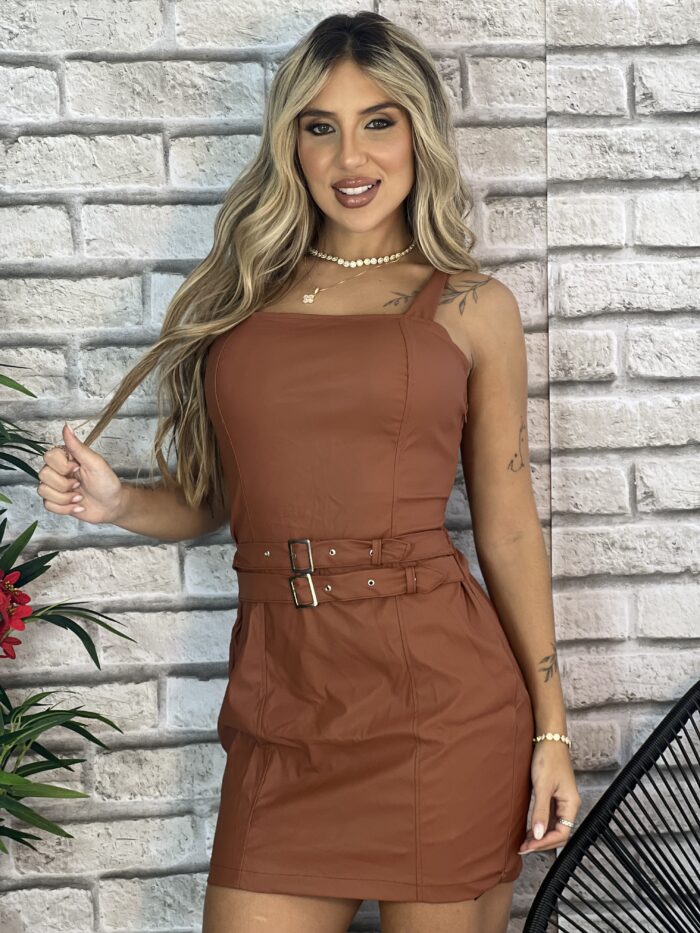 vestido courino aline terracota vestido courino aline terracota