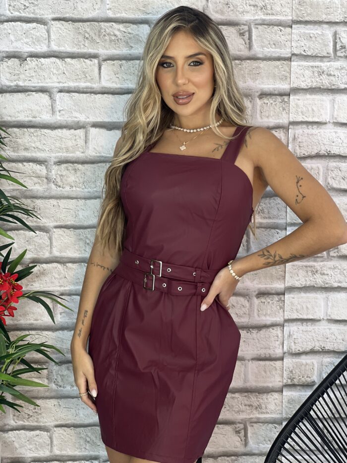 vestido courino aline bordo vestido courino aline bordo