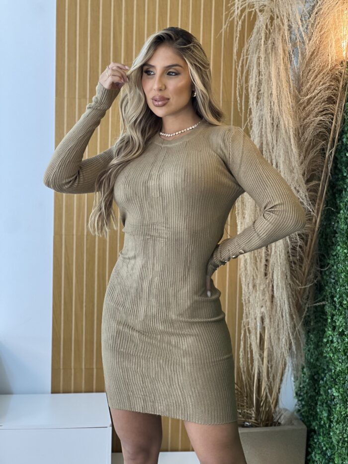 vestido midi modal leyla bege