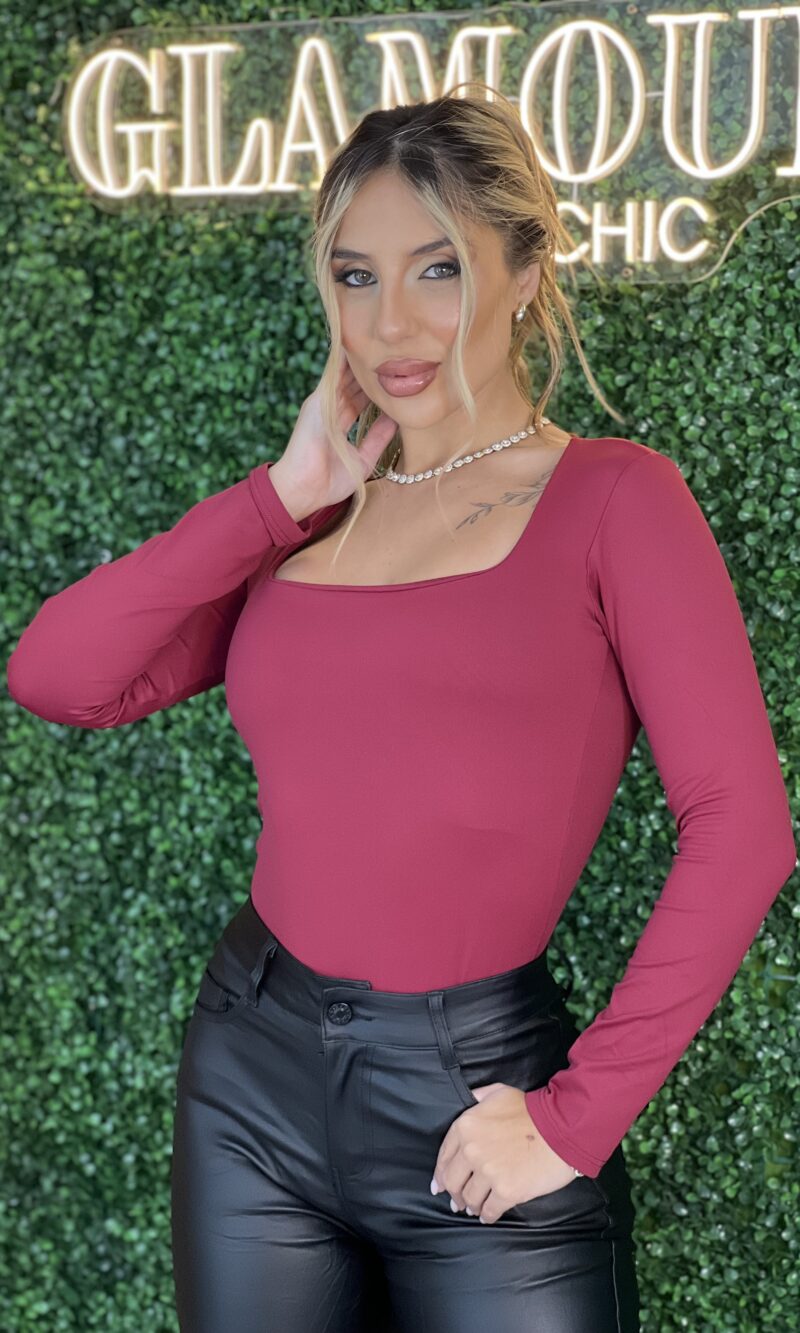 body manga longa thays bordo