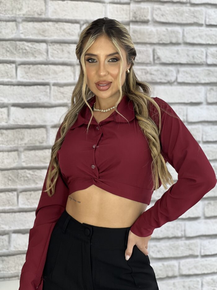 camisa cropped bordo camisa cropped bordo