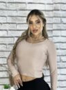 cropped manga longa basico bege
