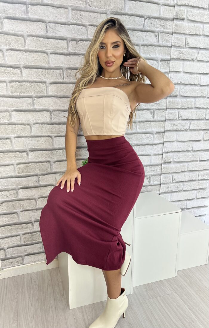 saia midi petra bordo saia midi petra bordo