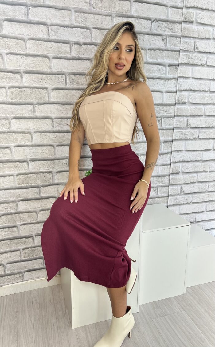 saia midi petra bordo saia midi petra bordo