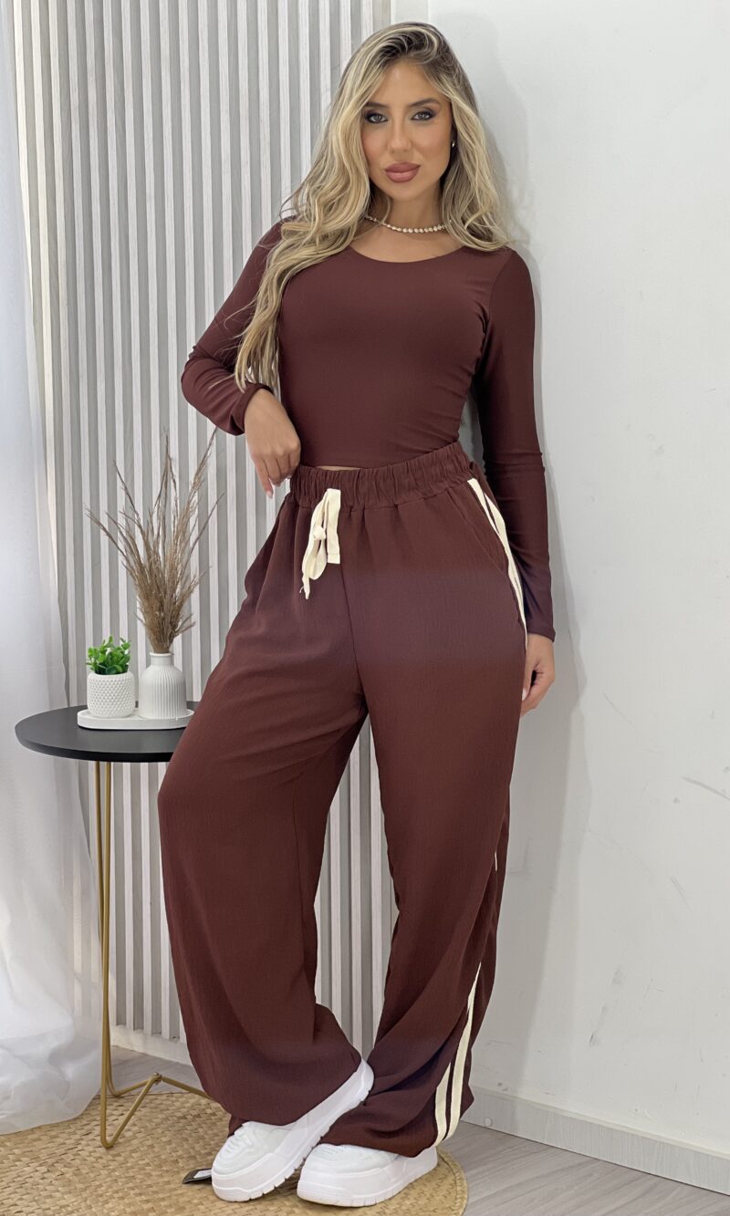 cropped manga longa basico marrom