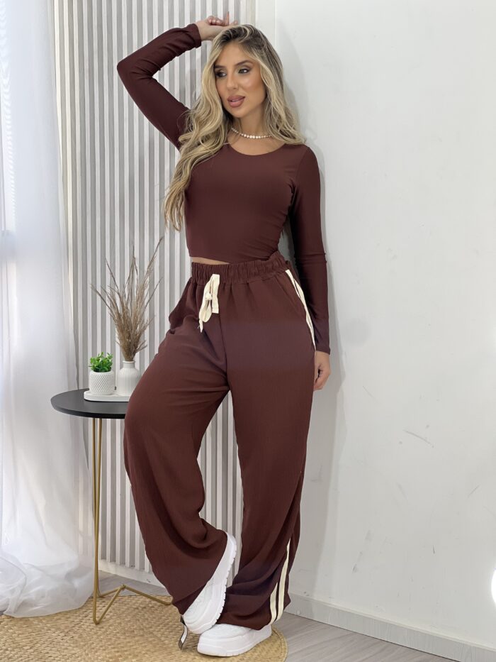 cropped manga longa basico marrom cropped manga longa basico marrom