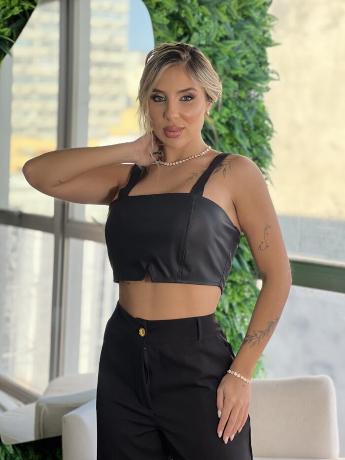 cropped courino raven preto cropped courino raven preto