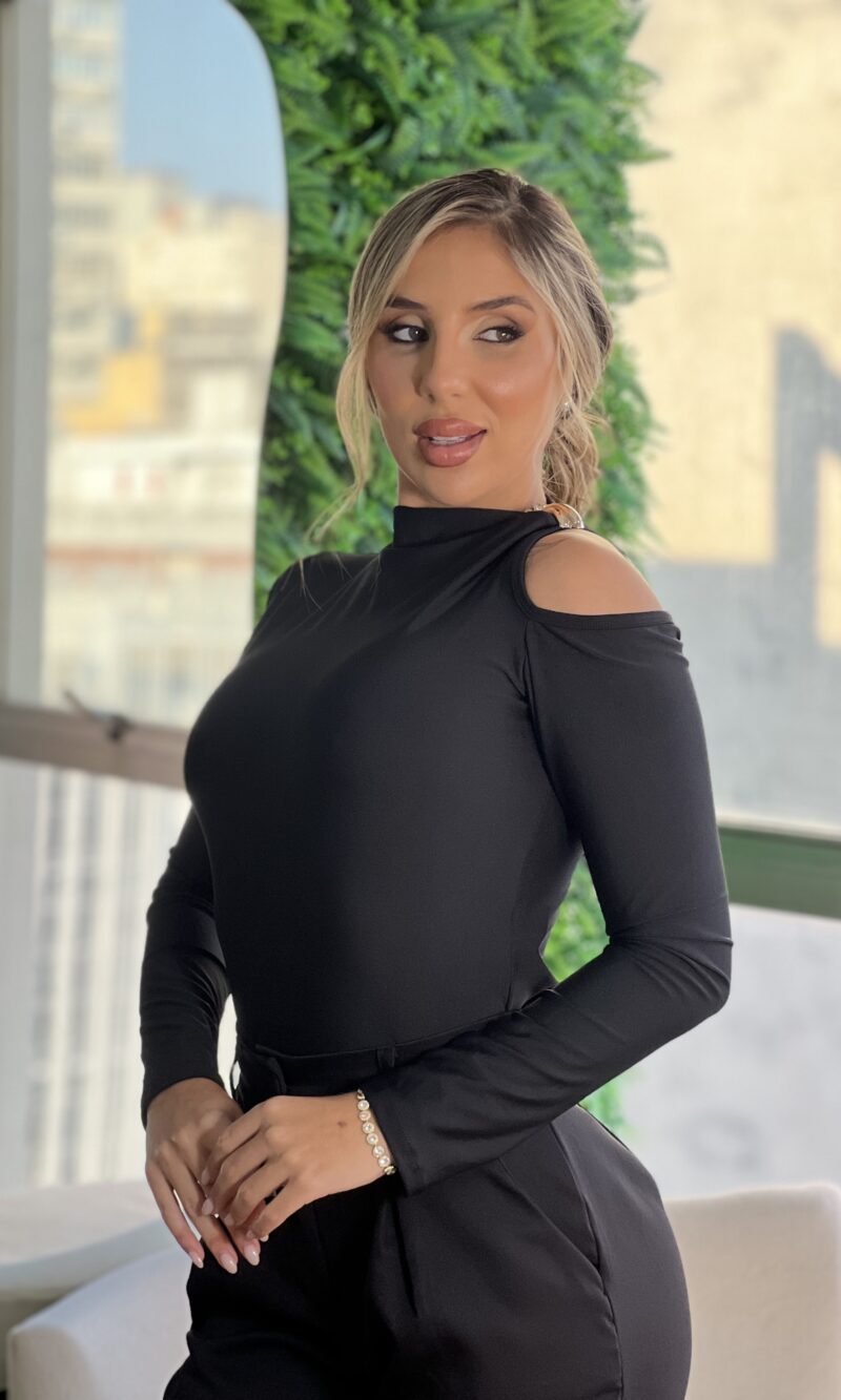 cropped manga longa cinara preto