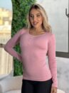 blusa termica botao com renda rosa bb