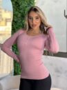 blusa termica botao com renda rosa bb