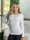 blusa termica botao com renda branco