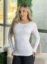 blusa termica botao com renda branco